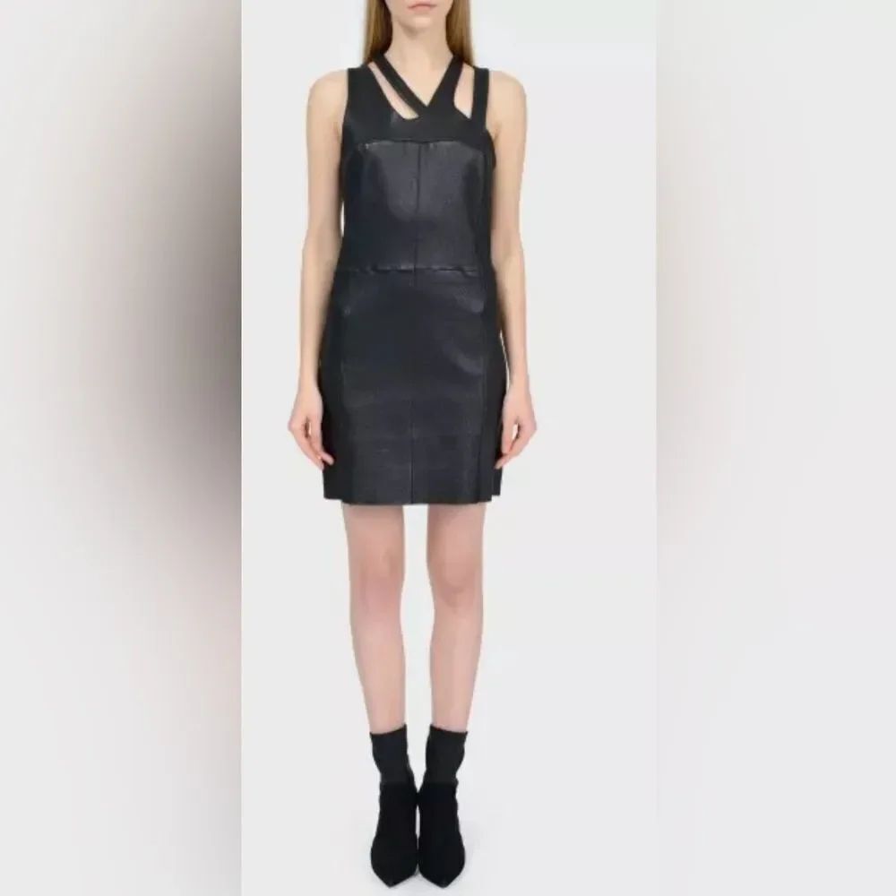 Zadig & Voltaire de luxe lamb leather Black Mini Dress, US2